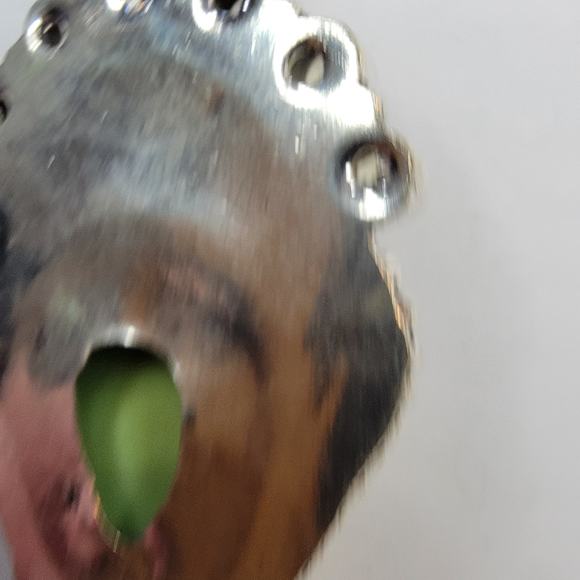 Sterling Silver Pendant with Green Carved Face and Lemon Quartz Accents - Picture 7 of 13